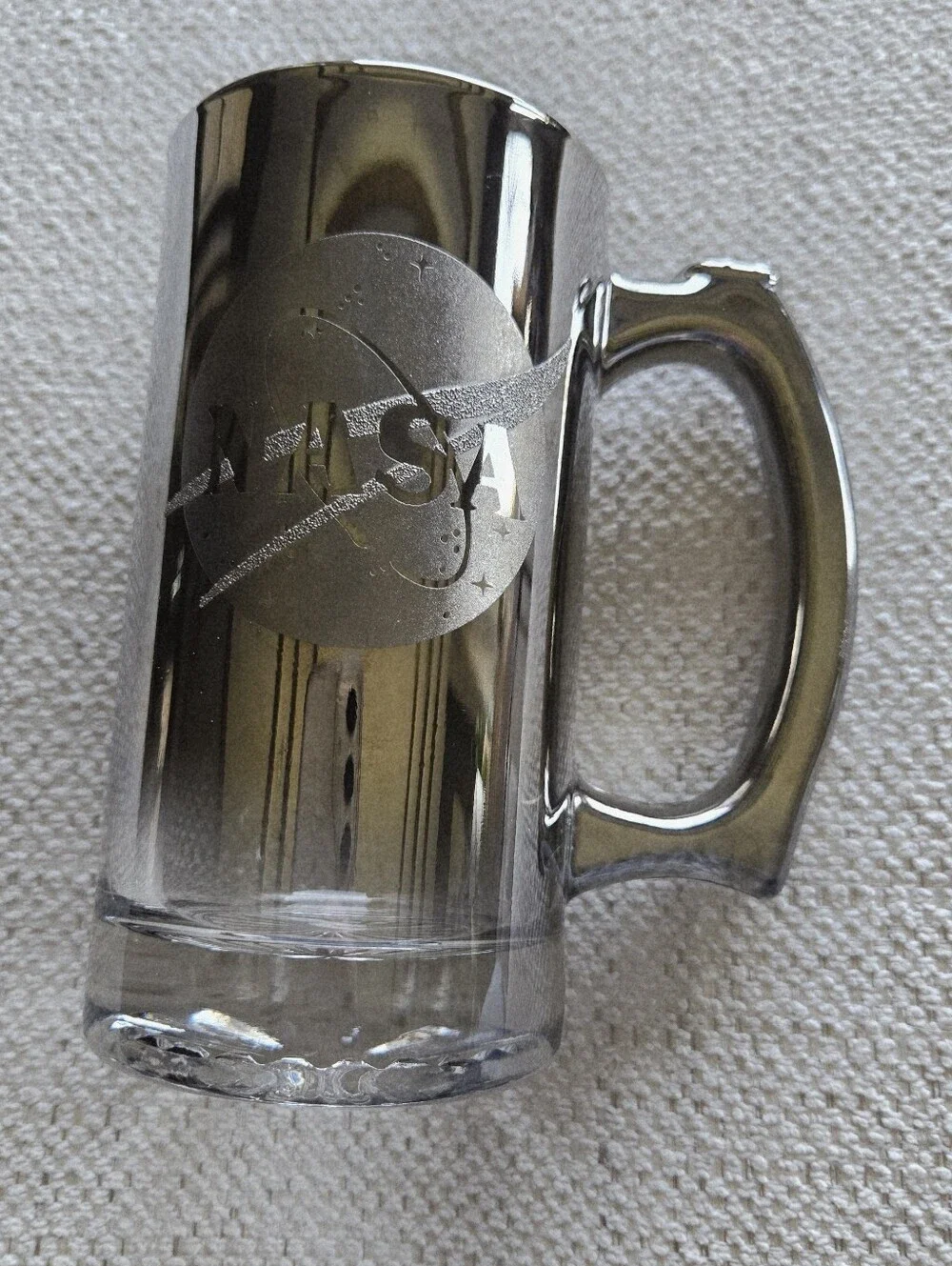 Vintage NASA Kennedy Space Center Space Shuttle Glass Smoke Mug 90s Collect